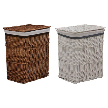vidaXL Laundry Basket Willow Bathroom Household Supply Box Bin Brown/White-2