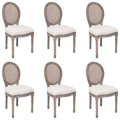 vidaXL Dining Chairs Accent Dining Side Chair with Rattan Back Cream Fabric-5