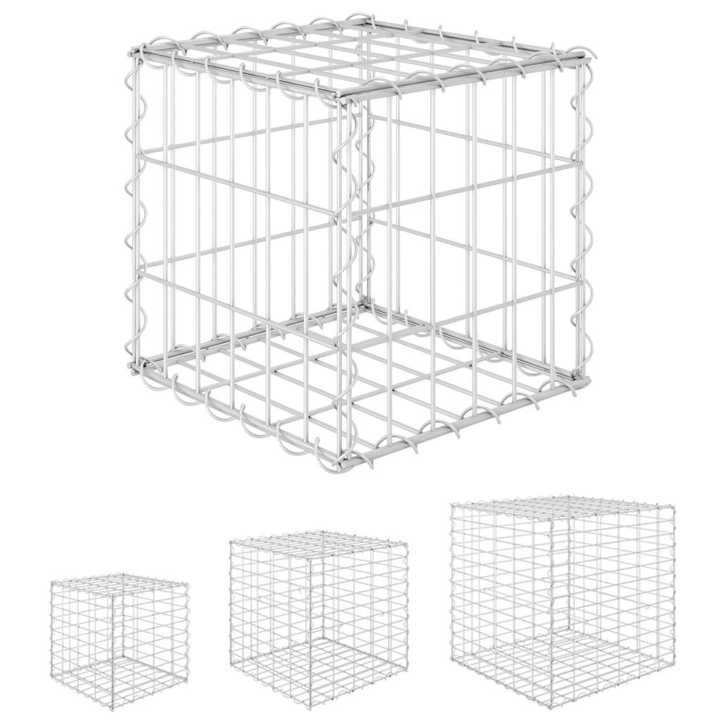 vidaXL Cube Gabion Raised Bed Steel Wire Basket Pot Garden Planter Multi Sizes-1