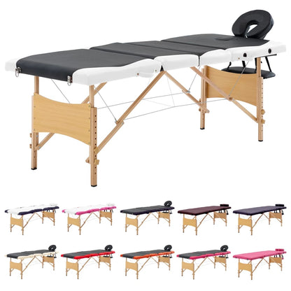 vidaXL Massage Table Foldable Massage Bed Salon Therapy Table 4 Zones Wood-5