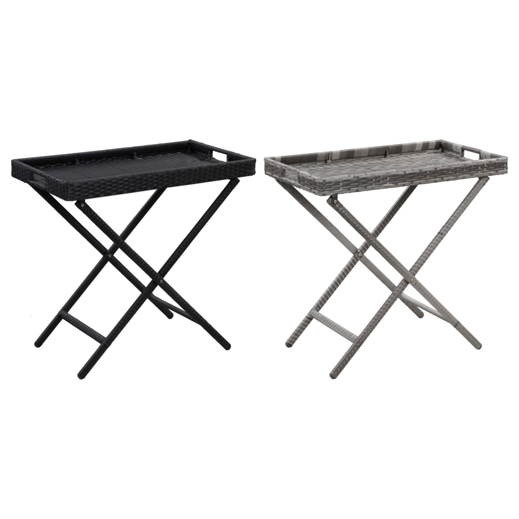 vidaXL Folding Table Coffee Table Indoor Outdoor Camping Table Poly Rattan-5