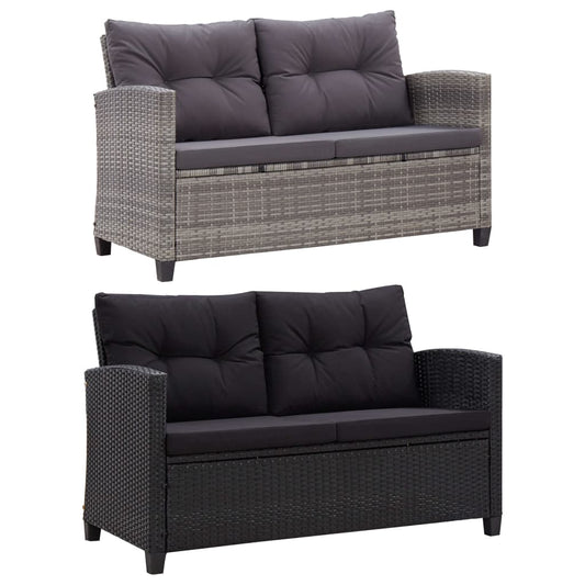 vidaXL Patio Sofa Outdoor Couch Patio Wicker Furniture with Cushions PE Rattan-0