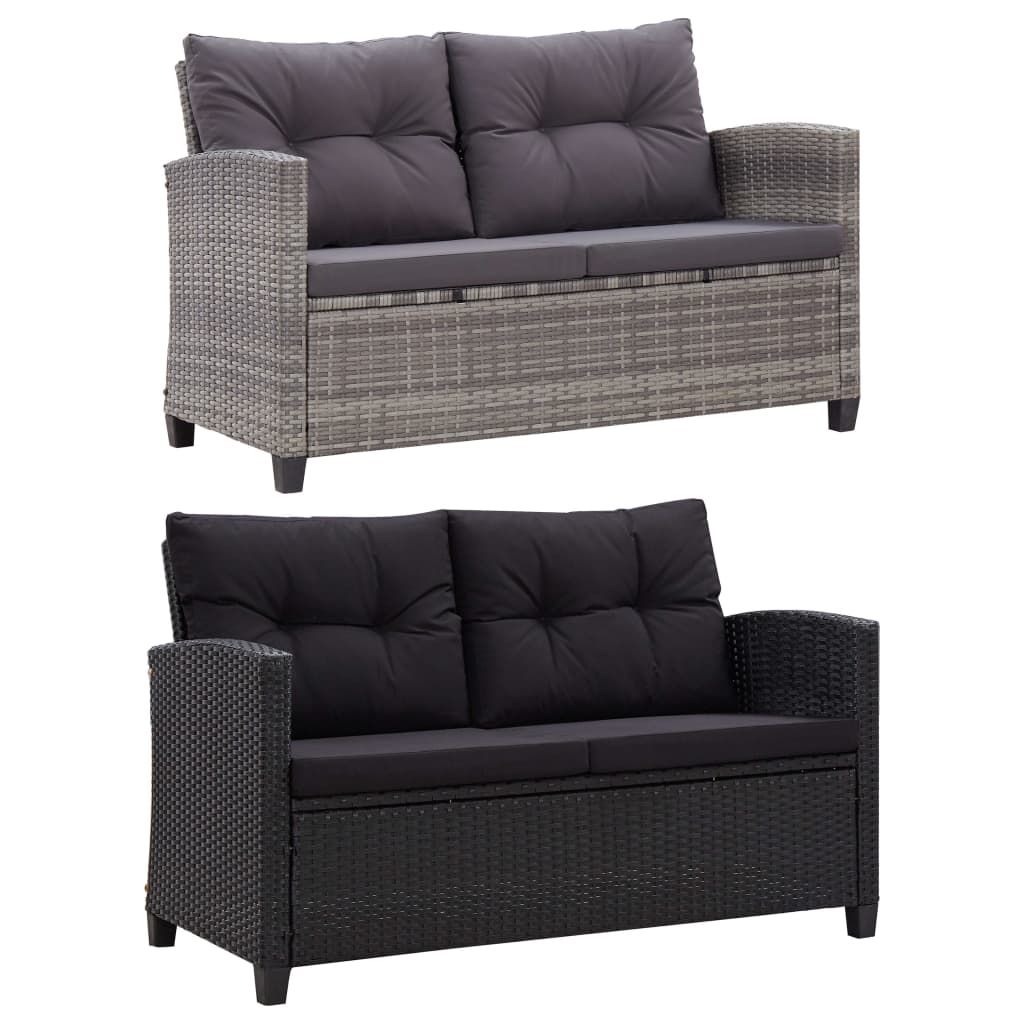 vidaXL Patio Sofa Outdoor Couch Patio Wicker Furniture with Cushions PE Rattan-0