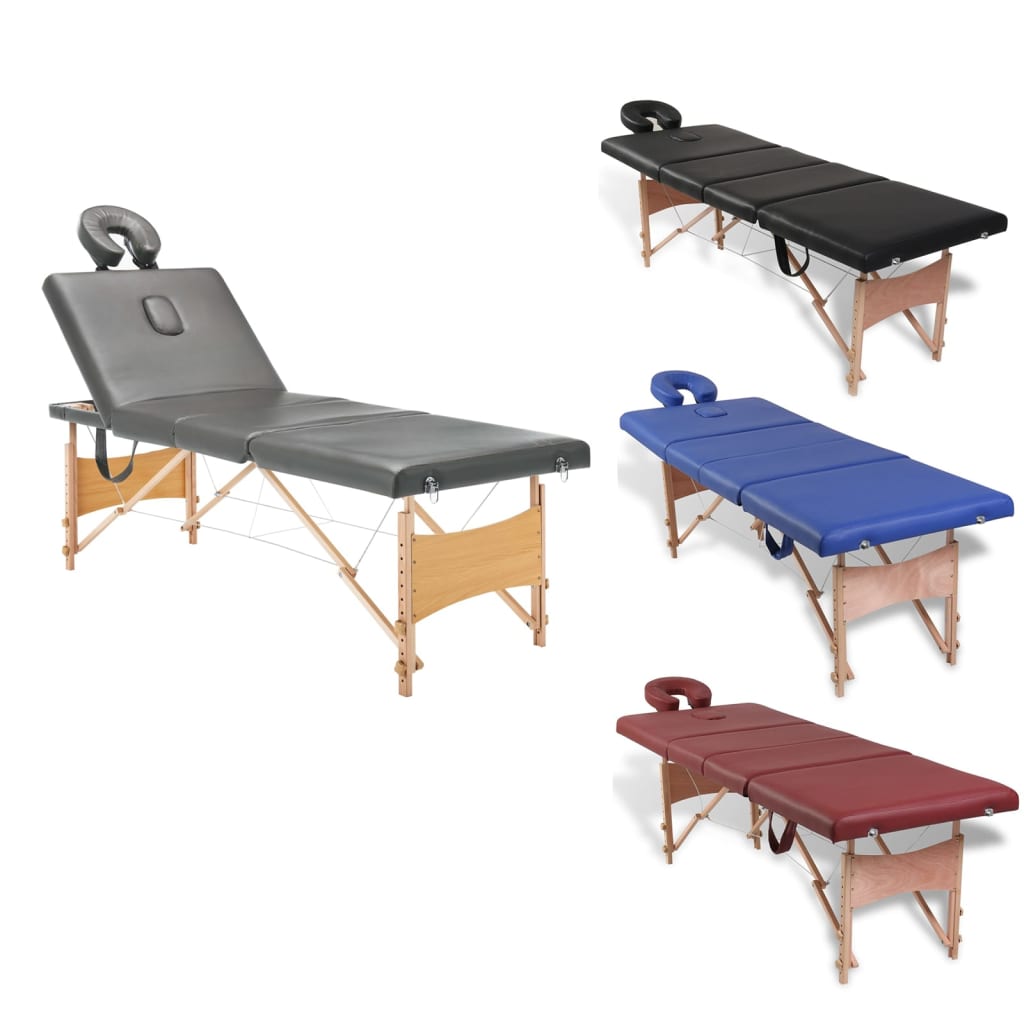 vidaXL Massage Table with Wooden Frame Portable Salon Therapy Table 4 Zones-5