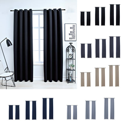 vidaXL Curtains 2 Pcs Roller Blackout Curtains Window Blinds with Rings Fabric