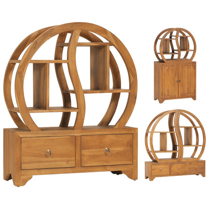 vidaXL Cabinet with Yin Yang Shelf Hallway Storage Cabinet Solid Wood Teak-3