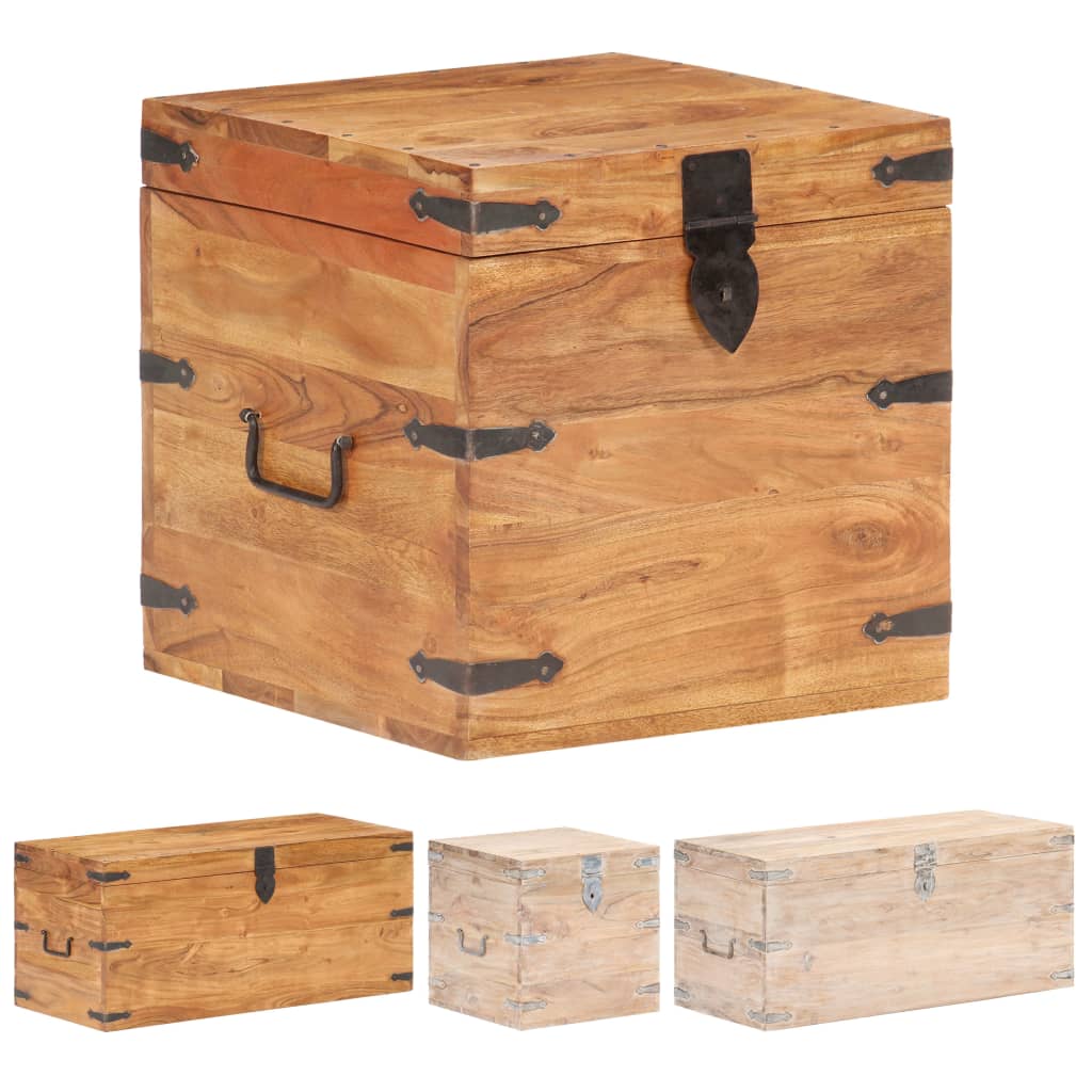 vidaXL Chest Bench Hall Wooden Cabinet Storage Box Trunk Solid Wood Acacia-1