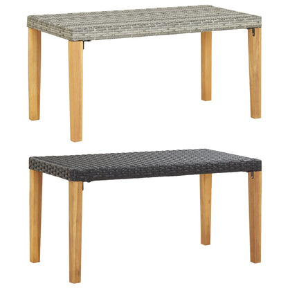 vidaXL Outdoor Patio Bench Park Garden Bench Poly Rattan and Solid Wood Acacia-2