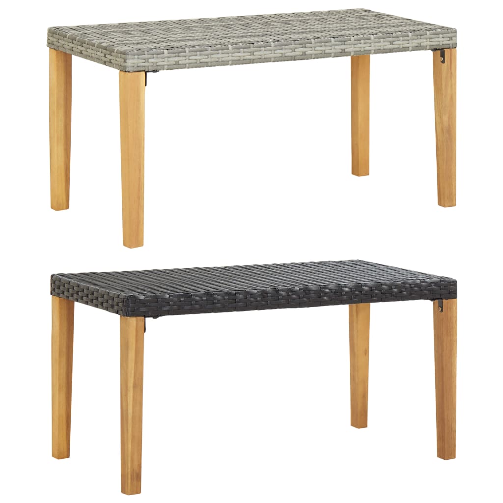 vidaXL Outdoor Patio Bench Park Garden Bench Poly Rattan and Solid Wood Acacia-2