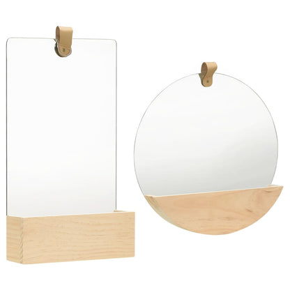 vidaXL Hanging Mirror Wall Mirror with Storage Bathroom Mirror Solid Pinewood-5