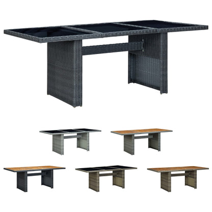 vidaXL Outdoor Dining Table Garden Porch Patio Table with Glass Top PE Rattan-2