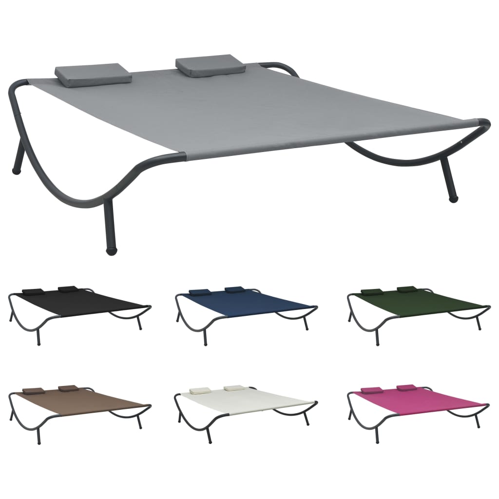 vidaXL Outdoor Chaise Lounge Patio Lounge Bed Sun Lounger with Pillows Fabric-5