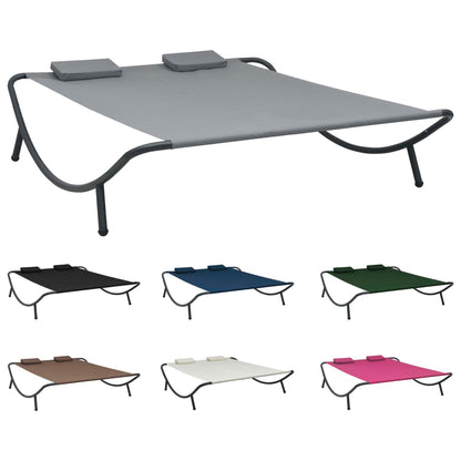 vidaXL Outdoor Chaise Lounge Patio Lounge Bed Sun Lounger with Pillows Fabric-5