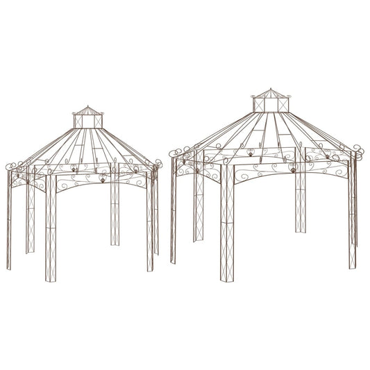 vidaXL Garden Pavilion Antique Brown 157.5"x101.6"x148.8" Iron-0