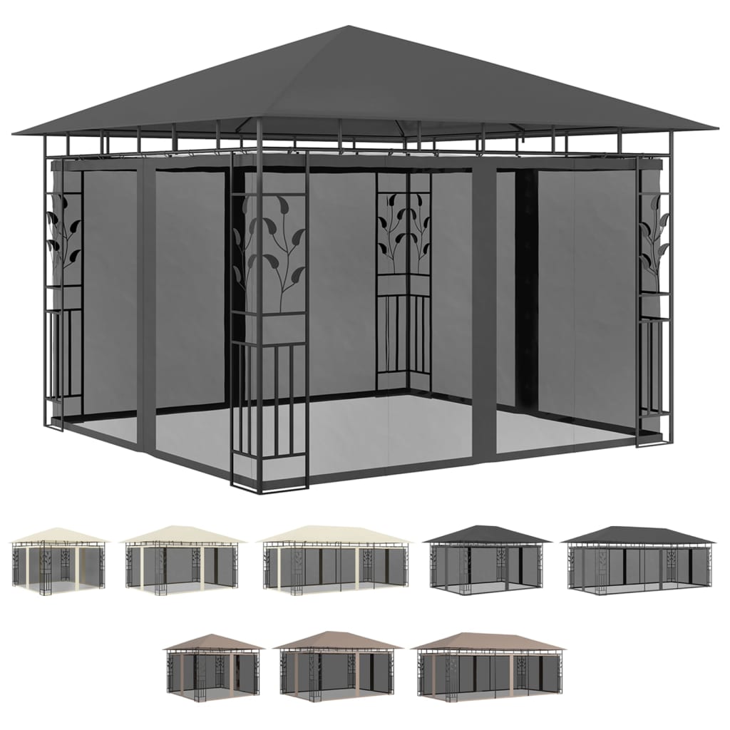 vidaXL Gazebo Outdoor Canopy Wedding Tent Patio Pavilion with Mosquito Net-5