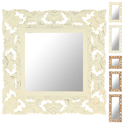 vidaXL Decorative Mirror Wall Bathroom Mirror Solid Mango Wood Hand Carved-5