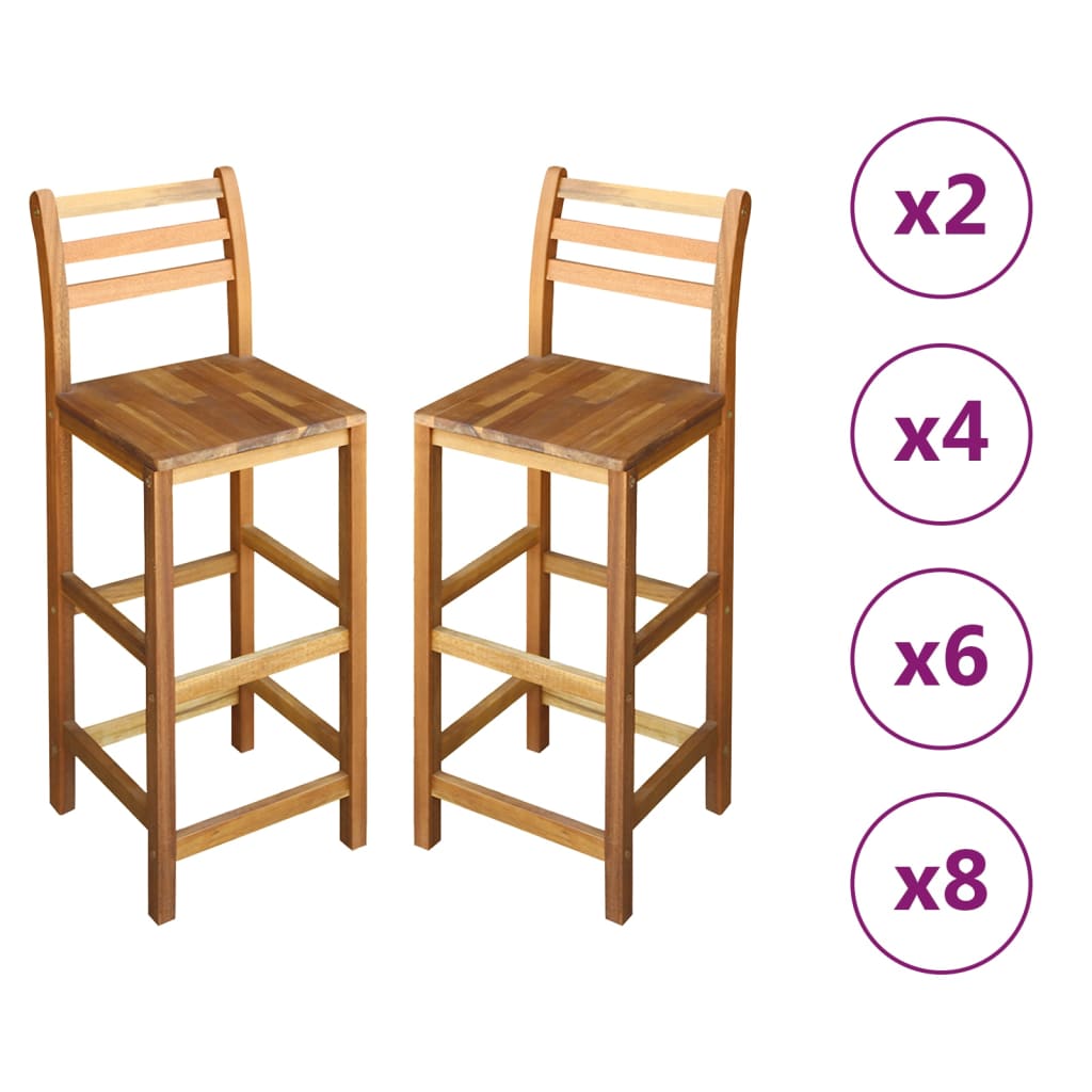 vidaXL Bar Stool Bar Seat Counter Height Stool for Kitchen Pub Solid Wood-5