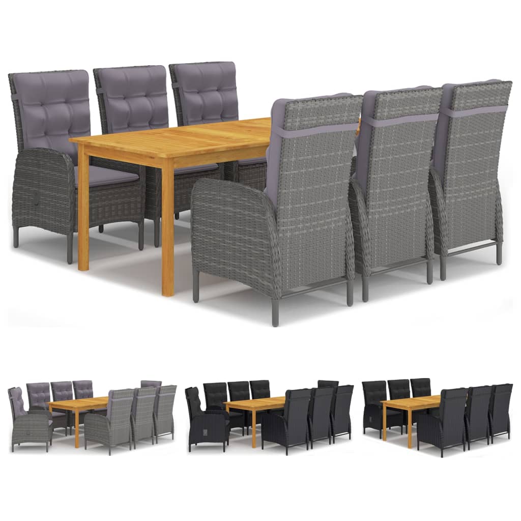 vidaXL Patio Dining Set Garden Outdoor Terrace Seat Furniture 7/9 Piece Gray-3