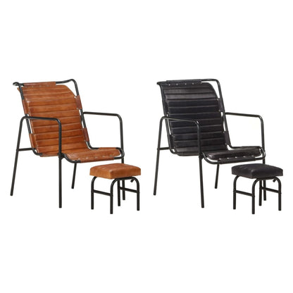 vidaXL Armchair Relaxing Armchair with a Footrest for Living Room Real Leather-1