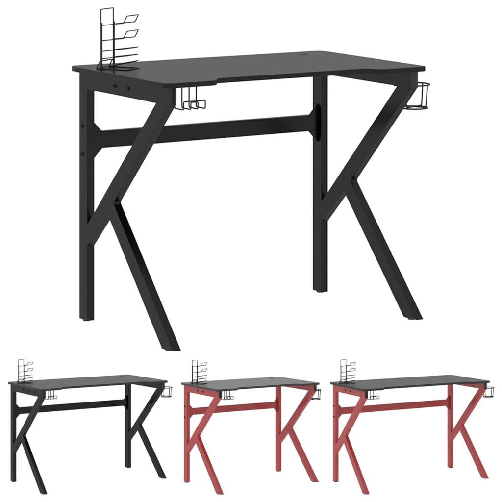 vidaXL Gaming Desk with K Shape Legs Home Office Computer Table Furniture-2