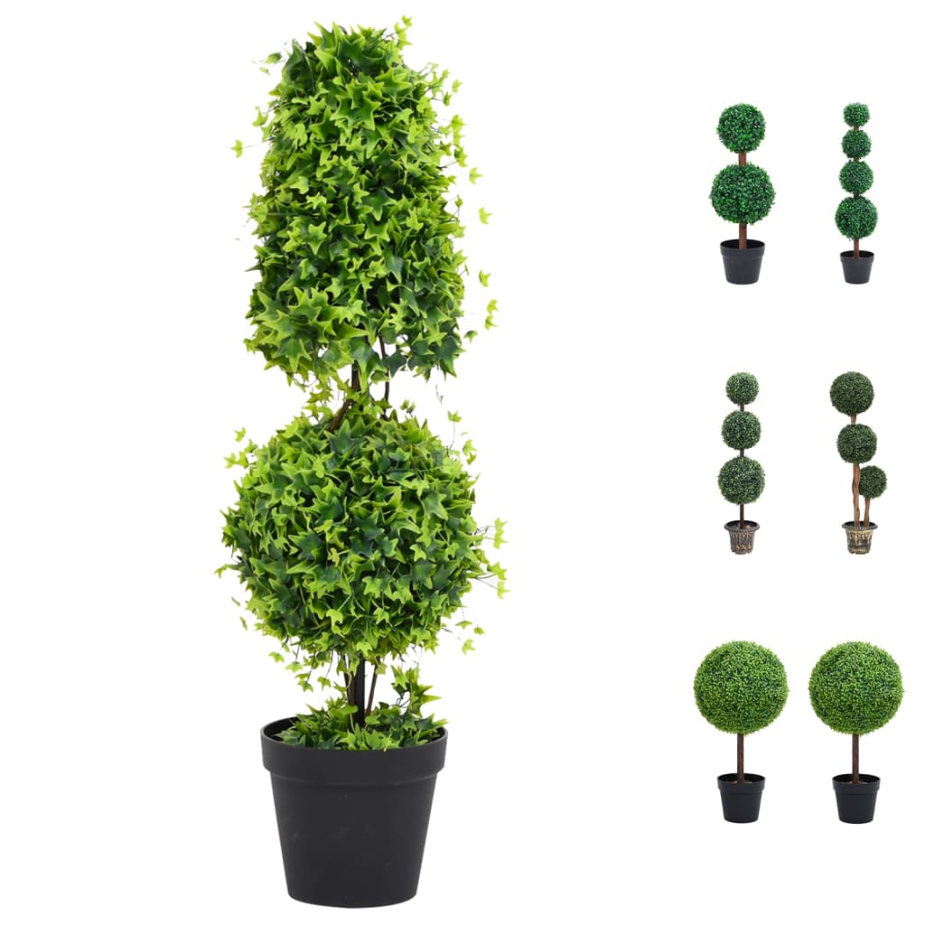 vidaXL Artificial Topiary Tree Faux Boxwood Ball with Pot Fake Plant Green 28"-5