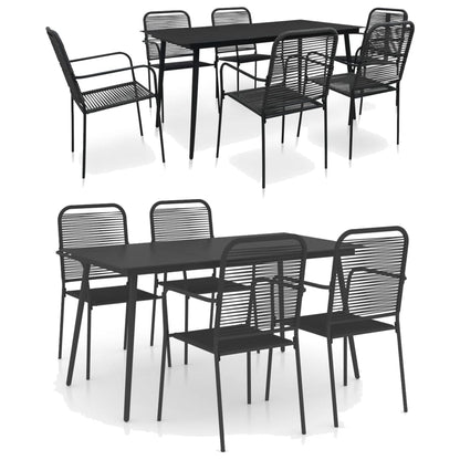 vidaXL Garden Dining Set 5/7 Piece Cotton Rope and Steel Black Outdoor Patio-4