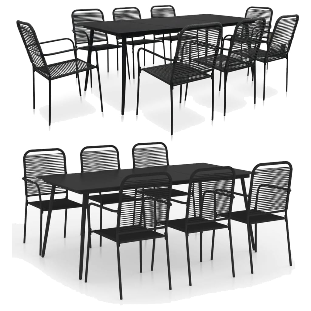 vidaXL Garden Dining Set 7/9 Piece Cotton Rope and Steel Black Outdoor Patio-1