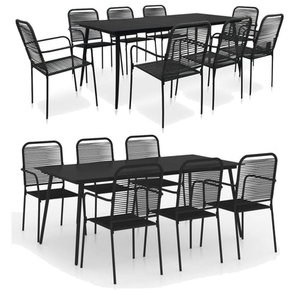 vidaXL Garden Dining Set 7/9 Piece Cotton Rope and Steel Black Outdoor Patio-1