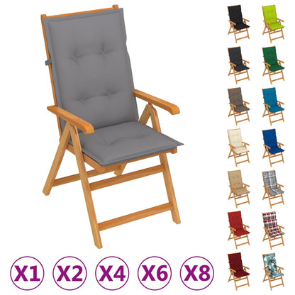 vidaXL 1/2/4/6/8x Solid Teak Wood Garden Chair with Cushions Multi Colors-3