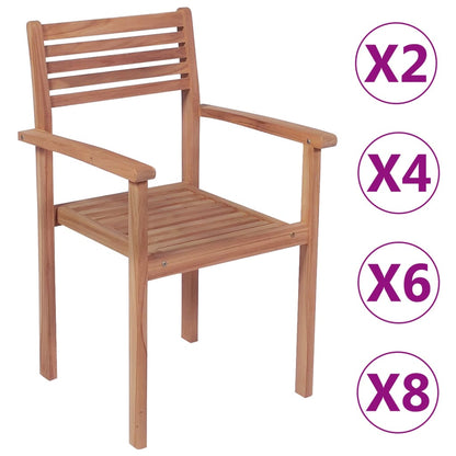 vidaXL 1/2/4/6/8x Solid Wood Teak Stackable Patio Chair Garden Lounge Seat-5