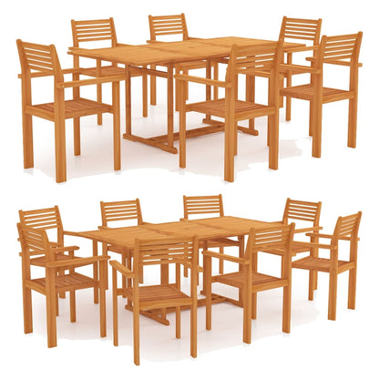 vidaXL Solid Wood Teak Patio Dining Set Dinner Dinette Furniture 7/9 Piece-2