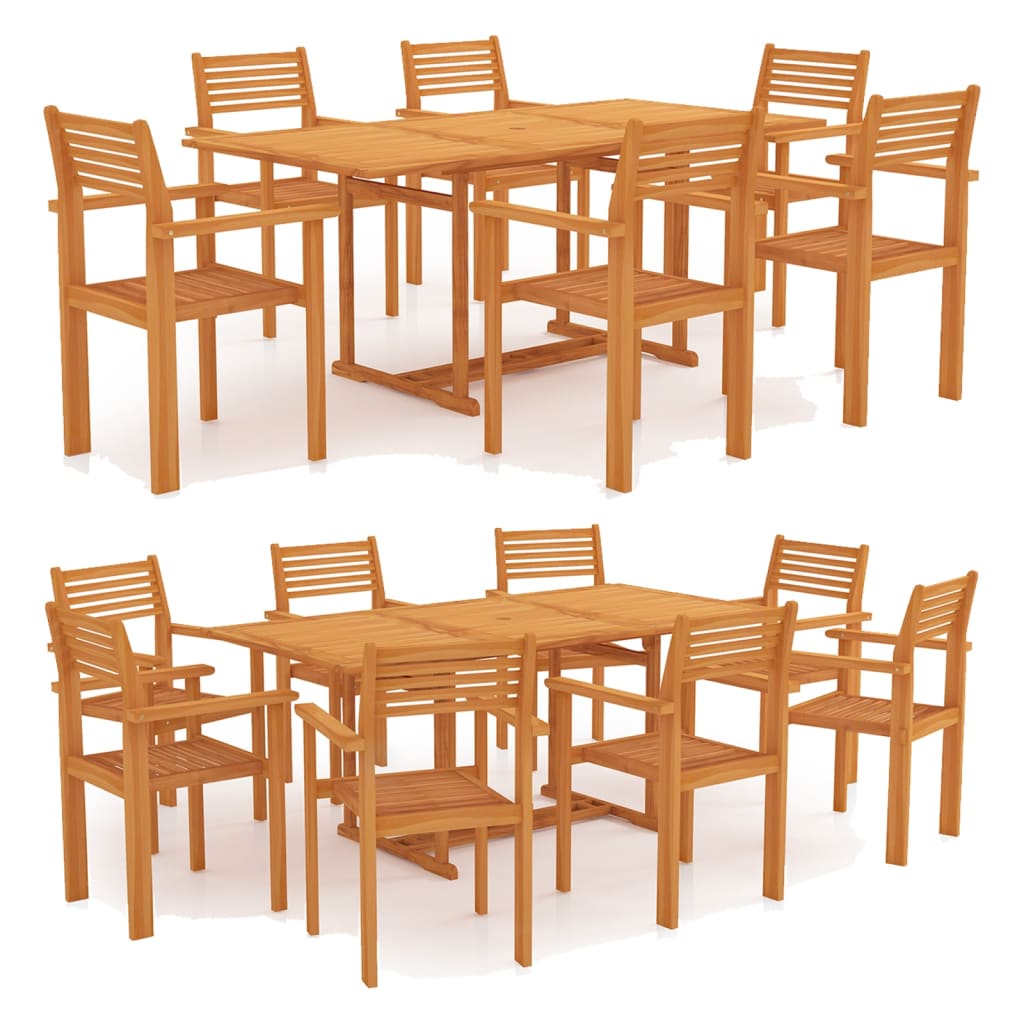 vidaXL Solid Wood Teak Patio Dining Set Dinner Dinette Furniture 7/9 Piece-2