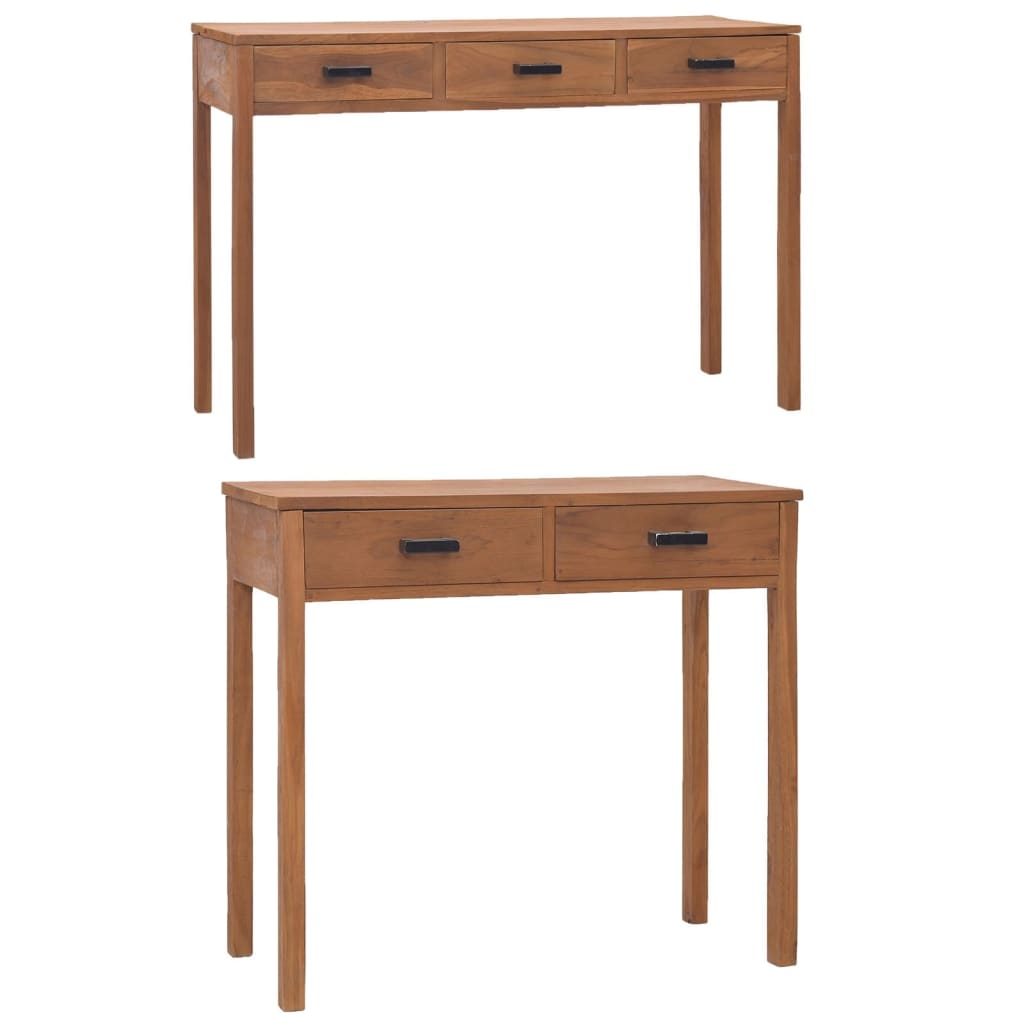 vidaXL Solid Wood Teak Office Study Table 43.3"x15.7"x29.5"/31.9"x15.7"x29.5"-5