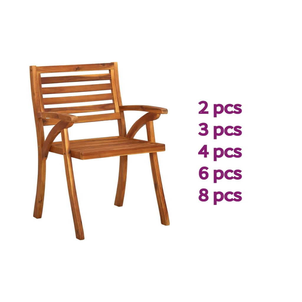 vidaXL Patio Chairs Outdoor Patio Dining Chair with Armrest Solid Wood Acacia-5