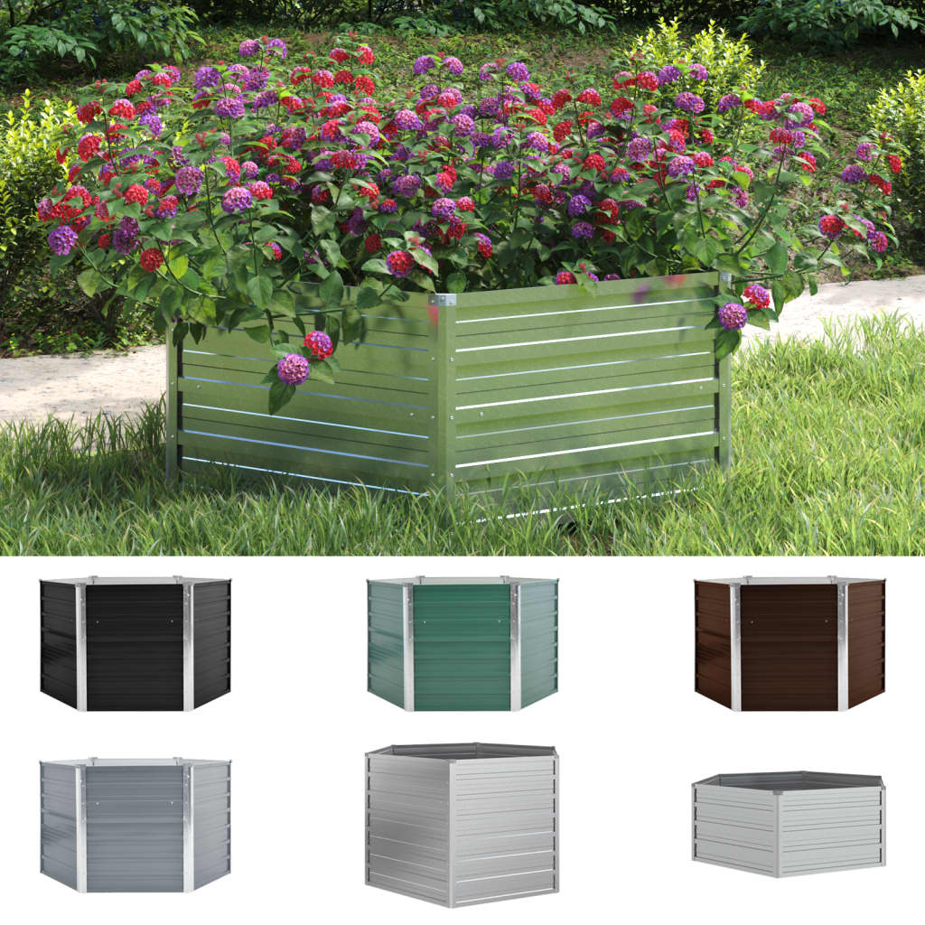 vidaXL Raised Garden Bed Raised Flower Bed Galvanized Steel Outdoor Planter-5