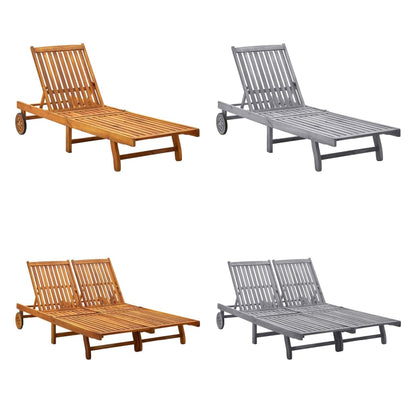 vidaXL Patio Lounge Chair Outdoor Sunbed Poolside Sunlounger Solid Wood Acacia-5