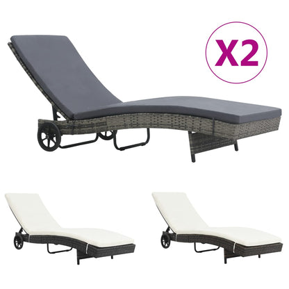 vidaXL Patio Lounge Chair Outdoor Sunbed Sunlounger with Cushion Poly Rattan-5