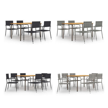 vidaXL Patio Dining Set Dining Table and Chairs Furniture Set Poly Rattan-5