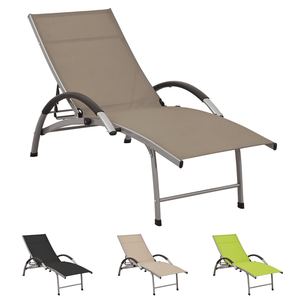 vidaXL Patio Lounge Chair Outdoor Sunbed Sunlounger Textilene and Aluminum-5