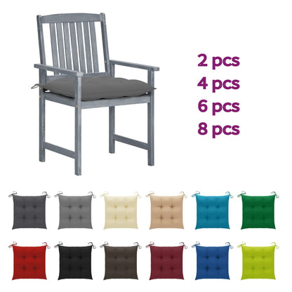vidaXL Patio Chairs Outdoor Dining Chair with Cushions Gray Solid Wood Acacia-5