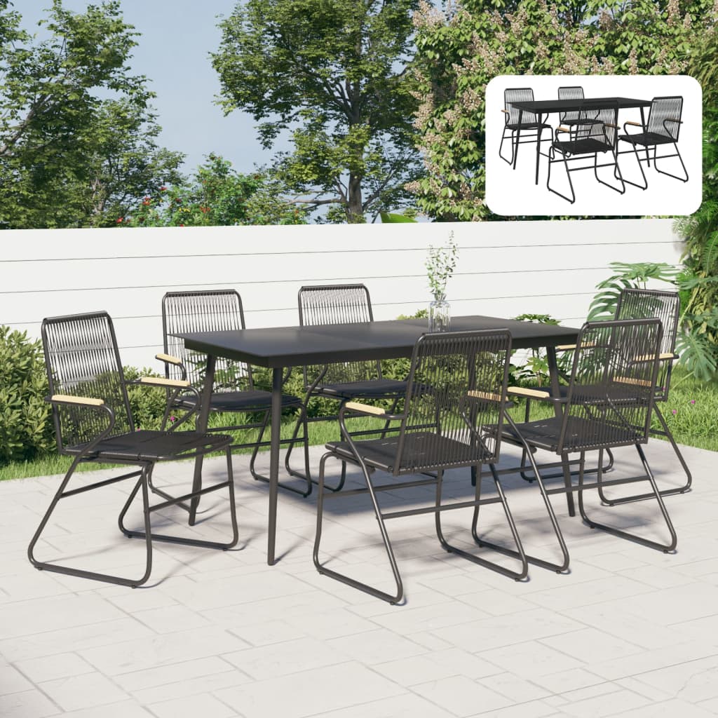 vidaXL 5 Piece Patio Dining Set Black PVC Rattan-4