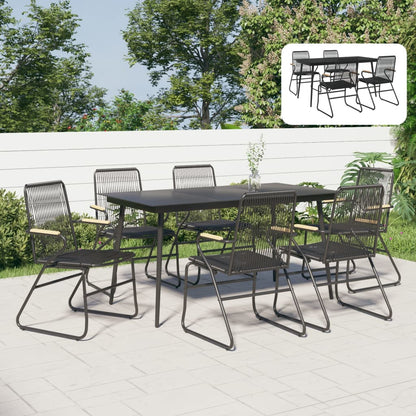 vidaXL 5 Piece Patio Dining Set Black PVC Rattan-4