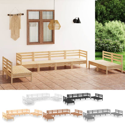 vidaXL Solid Pinewood Lounge Set 8 Piece Furniture Wooden Patio Multi Colors-3