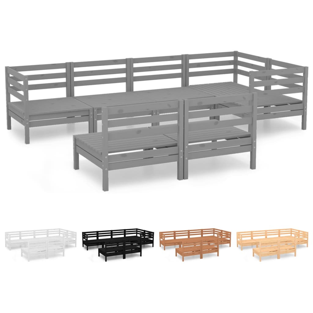 vidaXL 7 Piece Patio Lounge Set Solid Pinewood Black-1