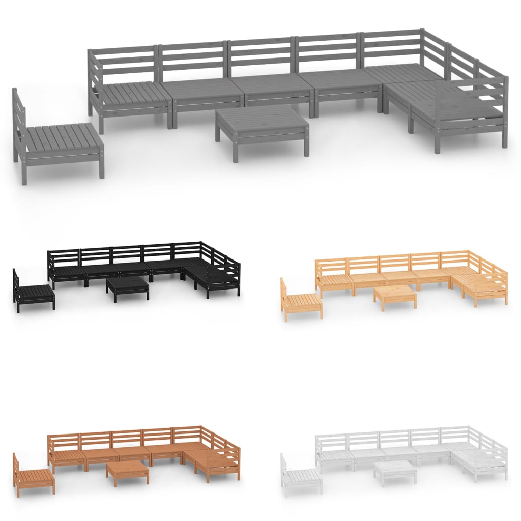 vidaXL 9 Piece Patio Lounge Set Solid Pinewood Black-4