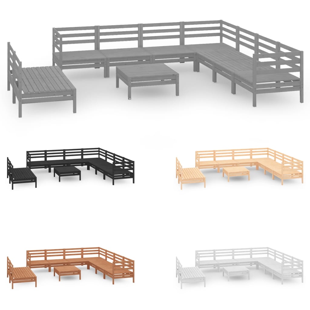 vidaXL 10 Piece Patio Lounge Set Solid Pinewood Black-4