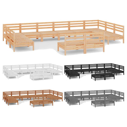 vidaXL Patio Furniture Set 12 Piece Garden Sectional Sofa Set Solid Wood Pine-0