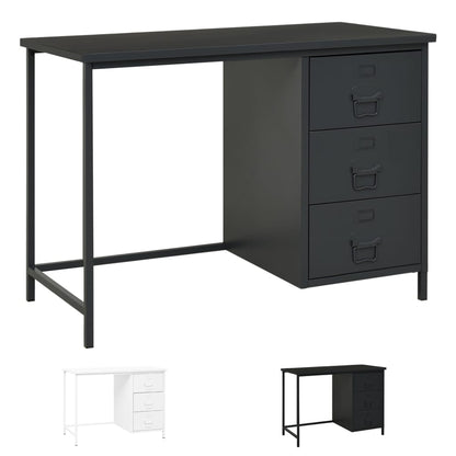 vidaXL Desk Industrial Home Office Study Desk Computer Desk with Drawers Steel-4