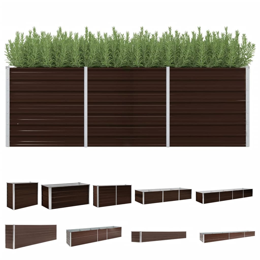 vidaXL Raised Garden Bed Raised Flower Bed Galvanized Steel Outdoor Planter-15