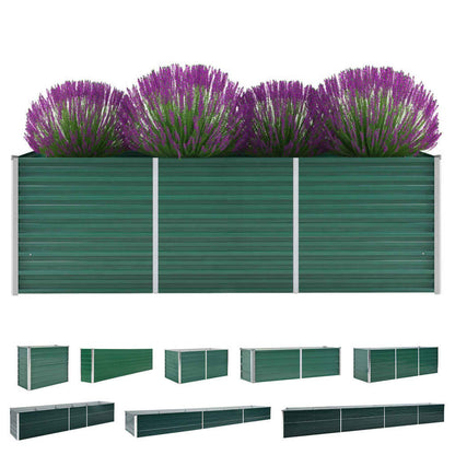 vidaXL Raised Garden Bed Raised Flower Bed Galvanized Steel Planter Green-11